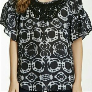 NWT da nang black silk blouse xs